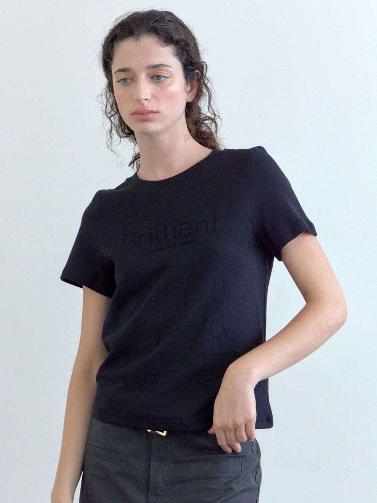 엘씨브이(LCVE) CHAIN EMBROIDERY T-SHIRT_BLACK