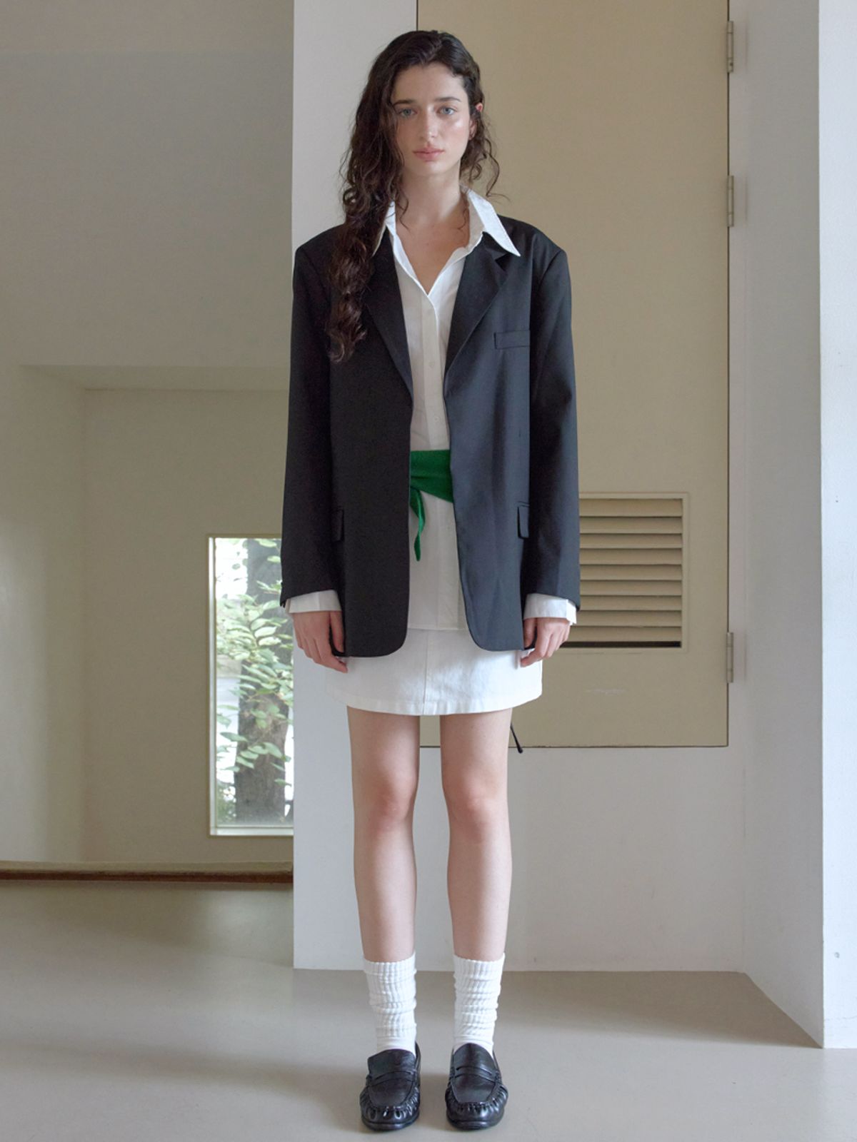 엘씨브이(LCVE) CLASSIC BELTED OVERSIZED JACKET_BLACK