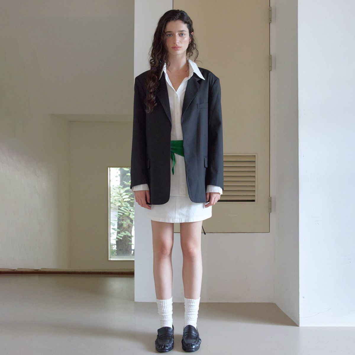 엘씨브이(LCVE) CLASSIC BELTED OVERSIZED JACKET_BLACK