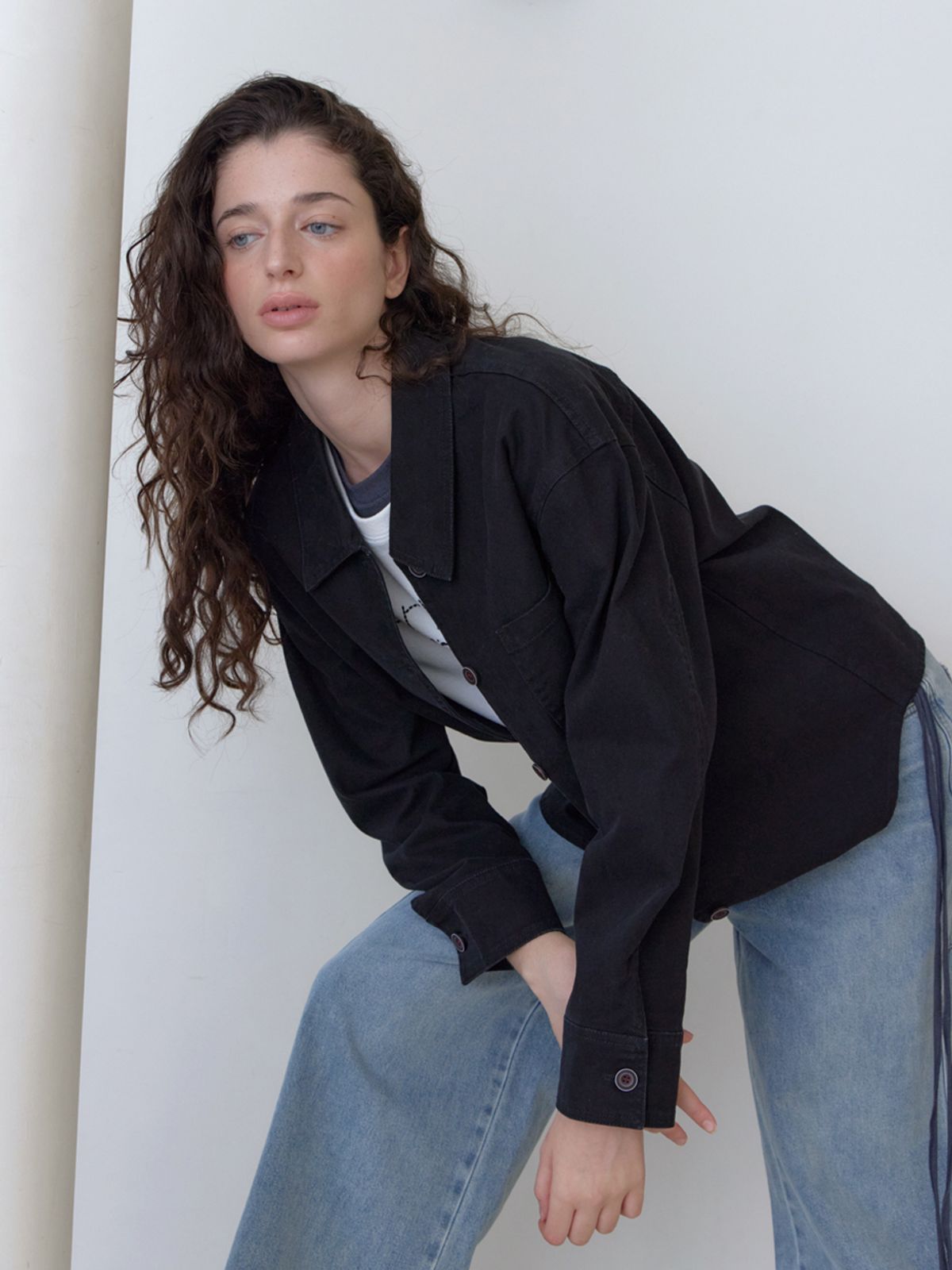 엘씨브이(LCVE) POCKET DETAIL COTTON SHIRT JACKET_BLACK