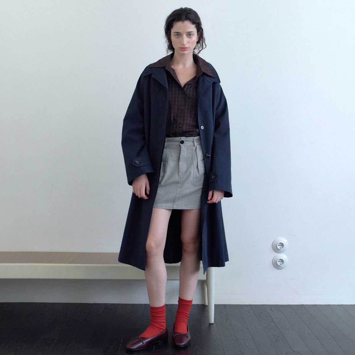 엘씨브이(LCVE) HIGH-NECK TRENCH COAT_NAVY