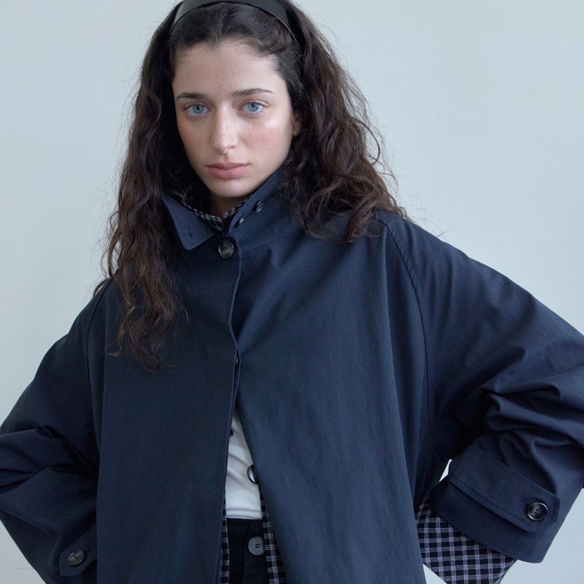 엘씨브이(LCVE) HIGH-NECK TRENCH COAT_NAVY