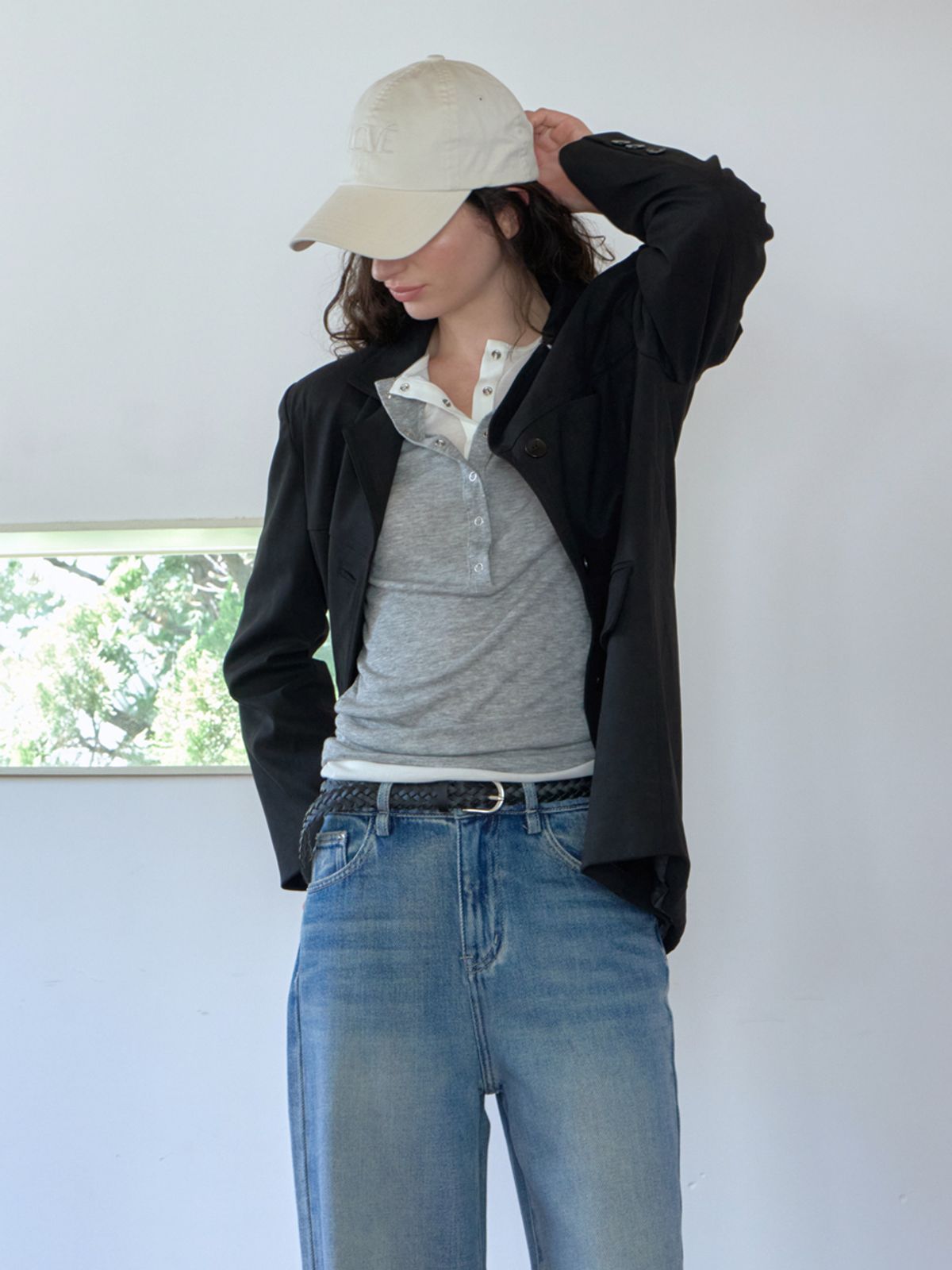 엘씨브이(LCVE) LCVE LOGO WASHED COTTON BALL CAP_IVORY