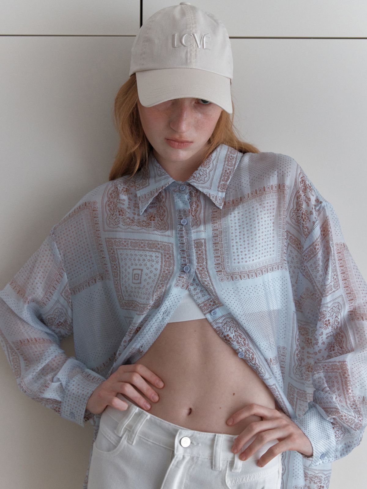 엘씨브이(LCVE) LCVE LOGO WASHED COTTON BALL CAP_IVORY