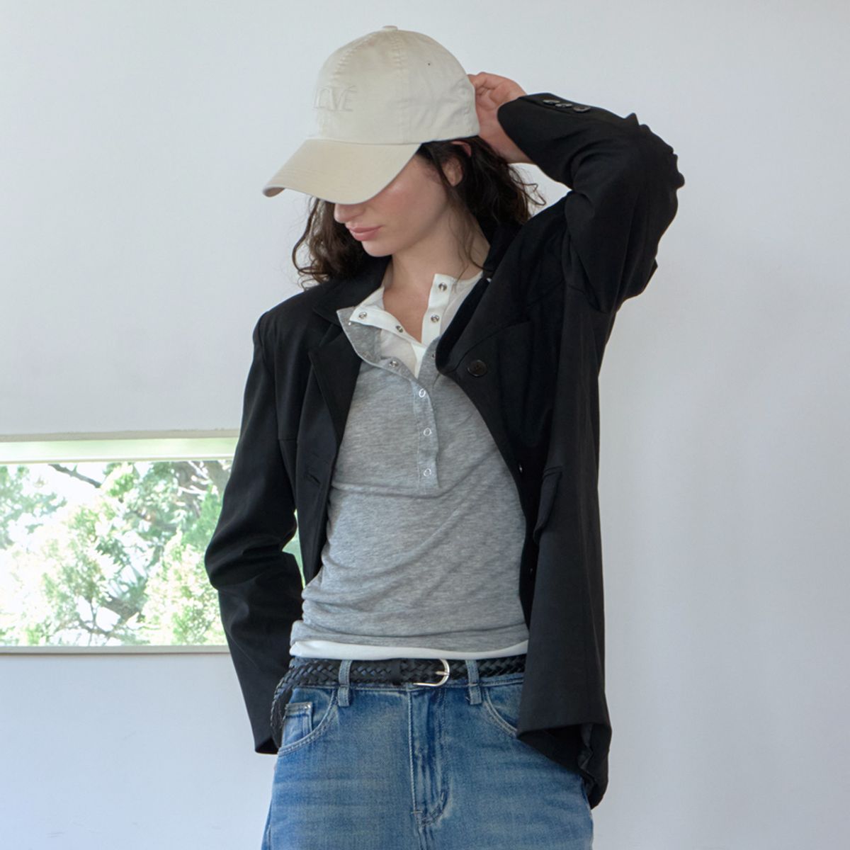 엘씨브이(LCVE) LCVE LOGO WASHED COTTON BALL CAP_IVORY