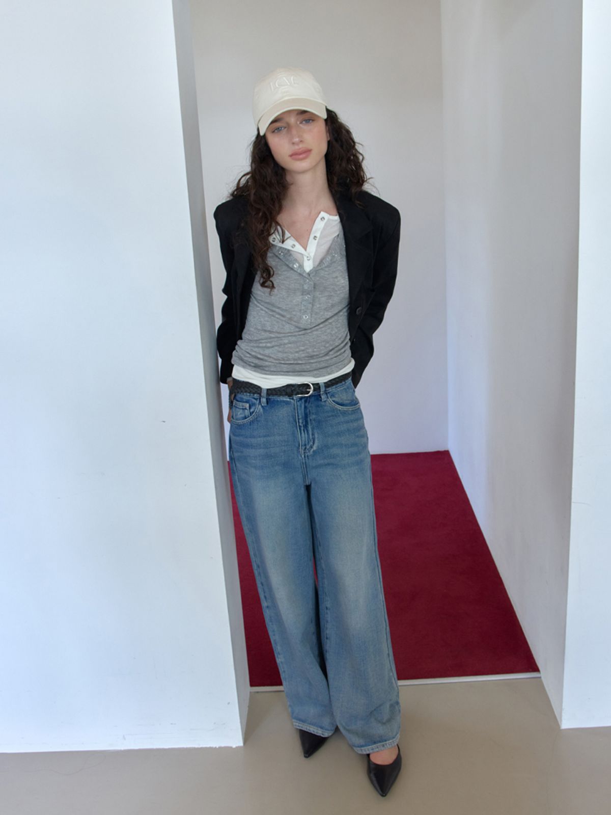 엘씨브이(LCVE) OVERWIDE-FIT BELTED DENIM PANTS_BLUE