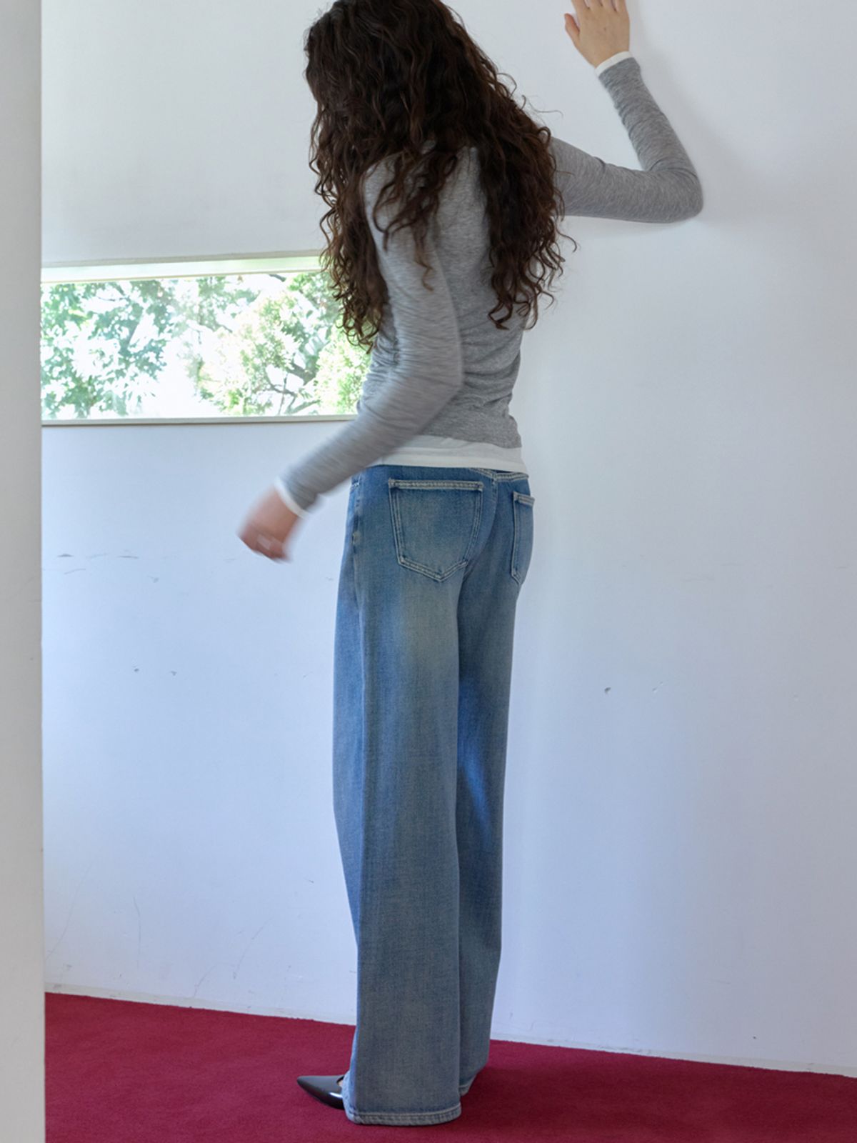 엘씨브이(LCVE) OVERWIDE-FIT BELTED DENIM PANTS_BLUE