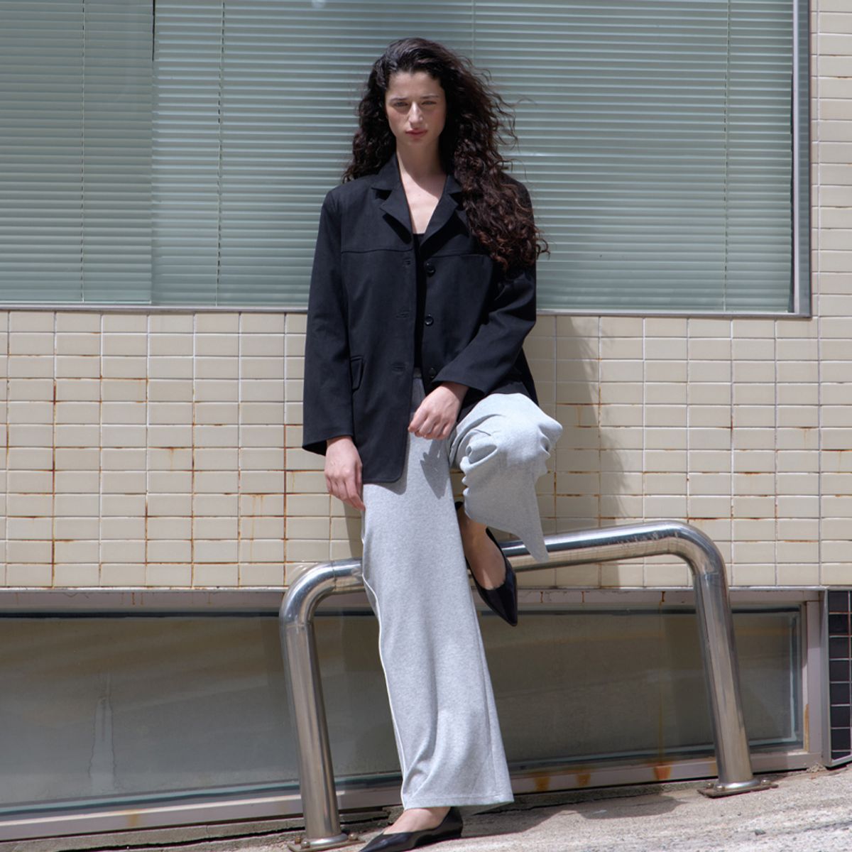 엘씨브이(LCVE) EMBROIDERY WIDE SWEAT PANTS_GRAY