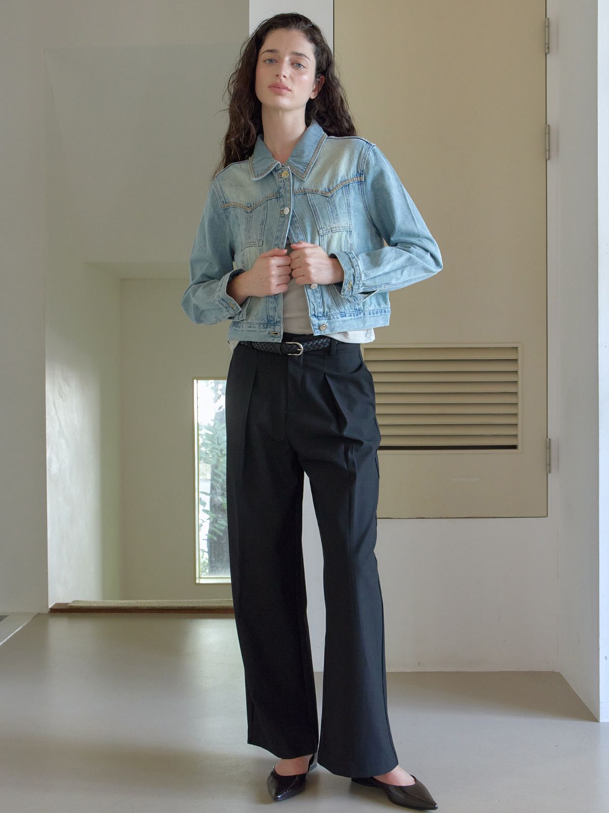 엘씨브이(LCVE) TOPSTITCH DETAIL DENIM JACKET_BLUE