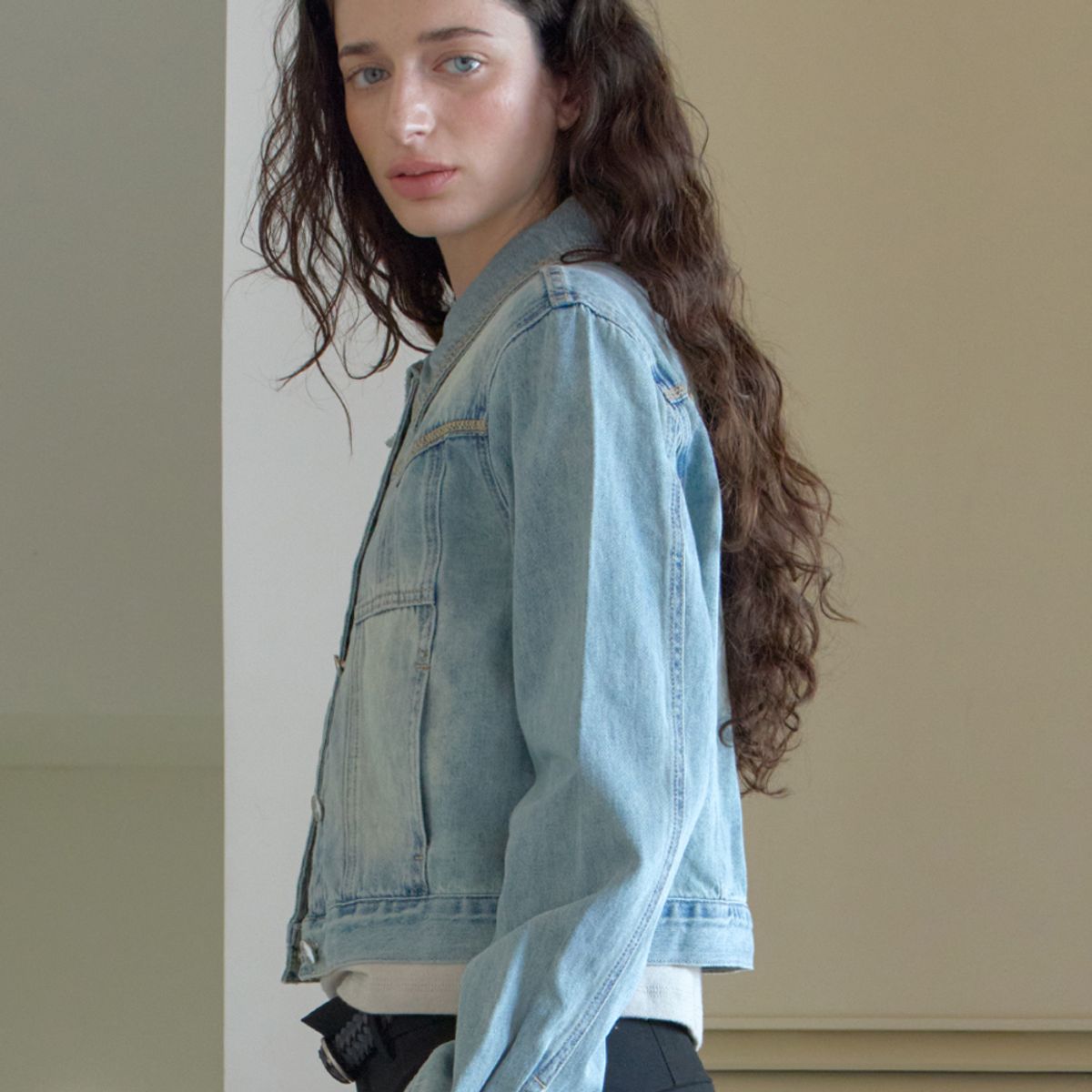 엘씨브이(LCVE) TOPSTITCH DETAIL DENIM JACKET_BLUE