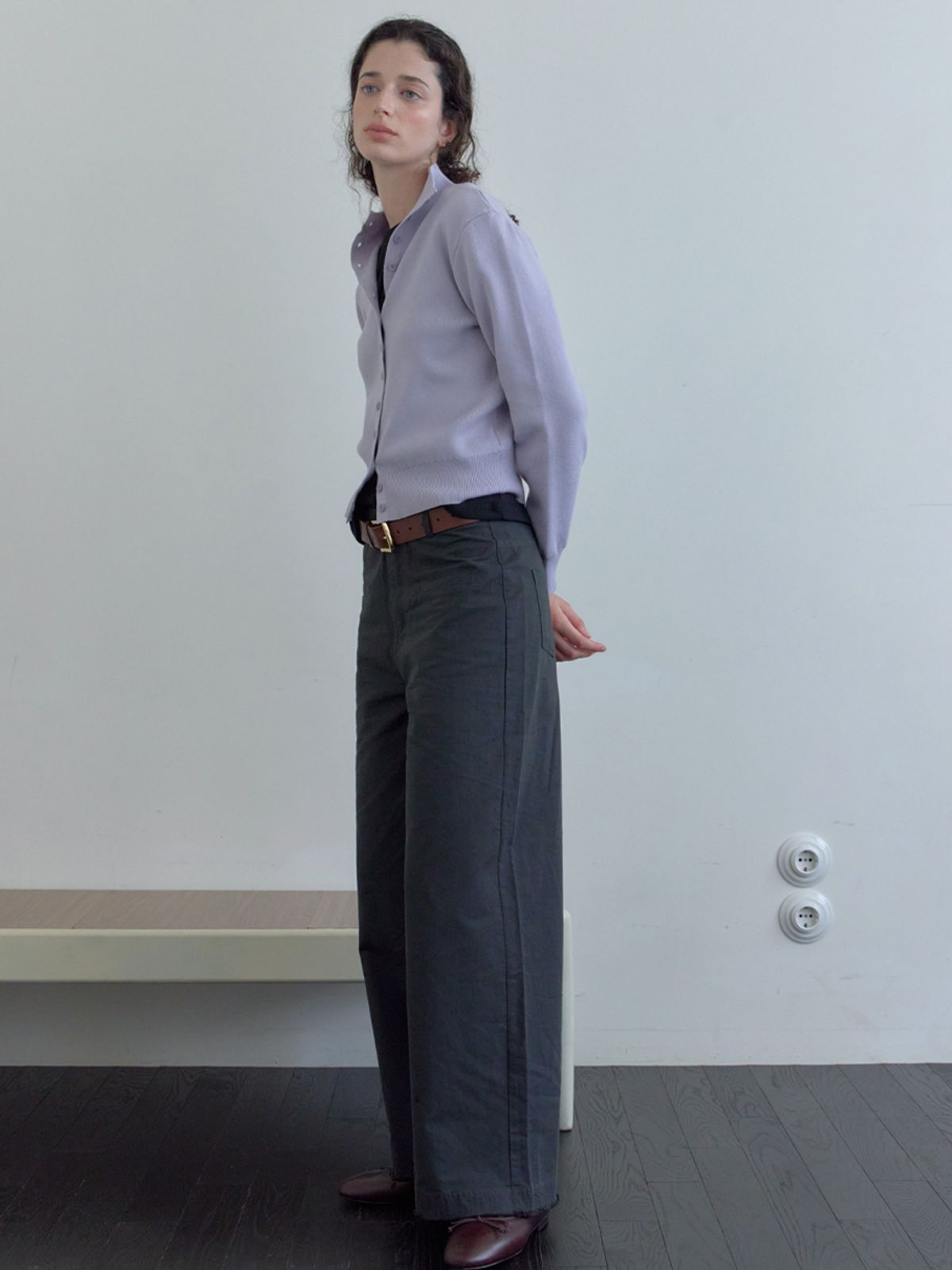 엘씨브이(LCVE) BUTTON-UP KNIT CARDIGAN_LIGHT PURPLE