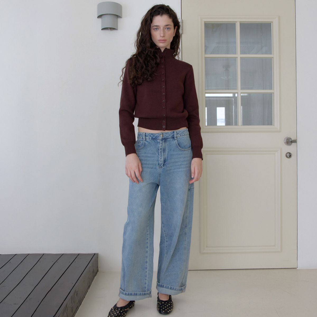 엘씨브이(LCVE) BUTTON-UP KNIT CARDIGAN_COCOA