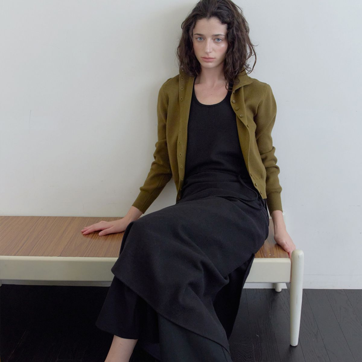 엘씨브이(LCVE) BUTTON-UP KNIT CARDIGAN_OLIVE