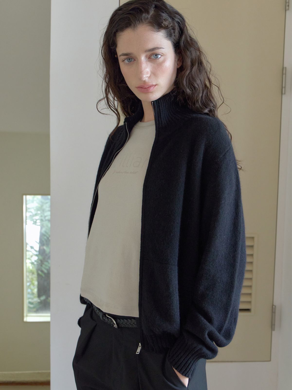엘씨브이(LCVE) WOOL ZIP-UP KNIT CARDIGAN_BLACK