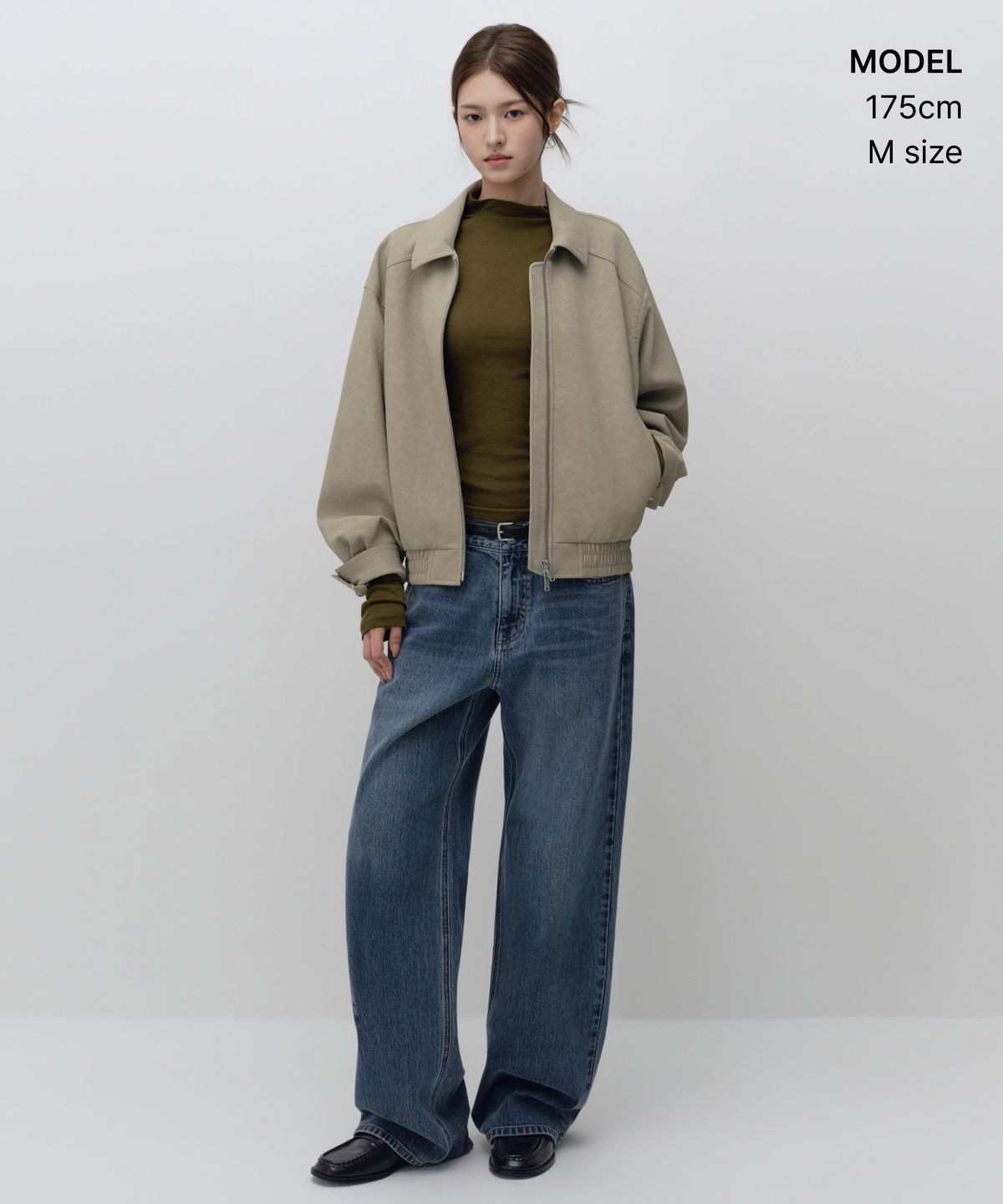 무신사 스탠다드 우먼(MUSINSA STANDARD WOMAN) 우먼즈 매트 신세틱 레더 블루종 재킷 [라이트 베이지]