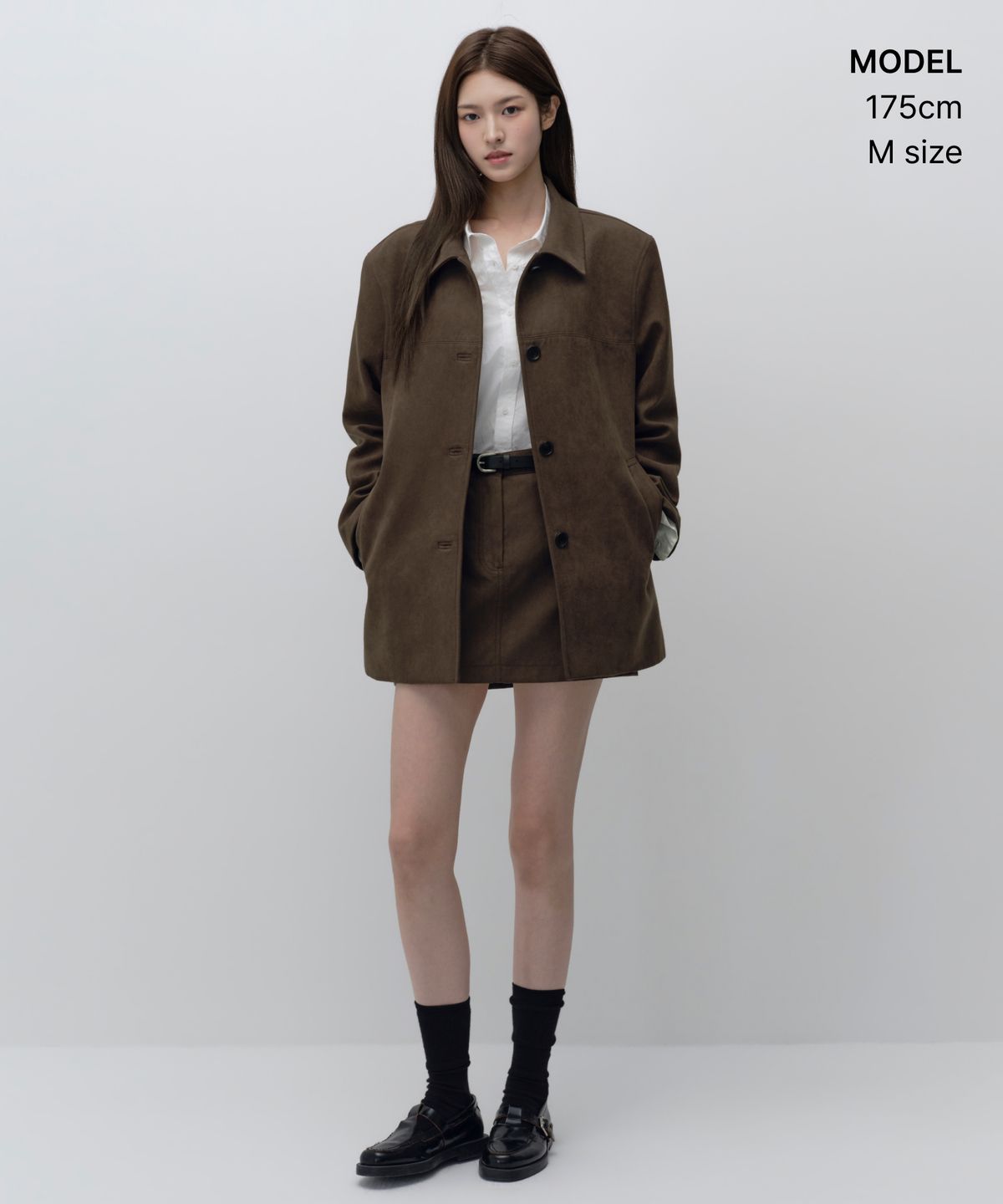 무신사 스탠다드 우먼(MUSINSA STANDARD WOMAN) 우먼즈 신세틱 스웨이드 카 코트 [브라운]