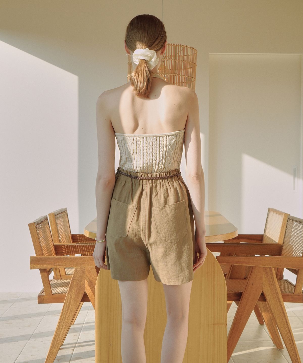 블레티(VLETI) Halter Neck Cable Detail Linen Knit Sleeveless (linen)