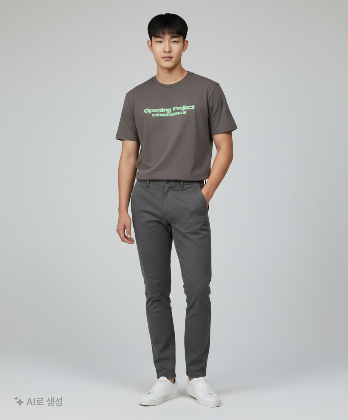 오프닝프로젝트(OPENING PROJECT) Identity T Shirt - Charcoal 3