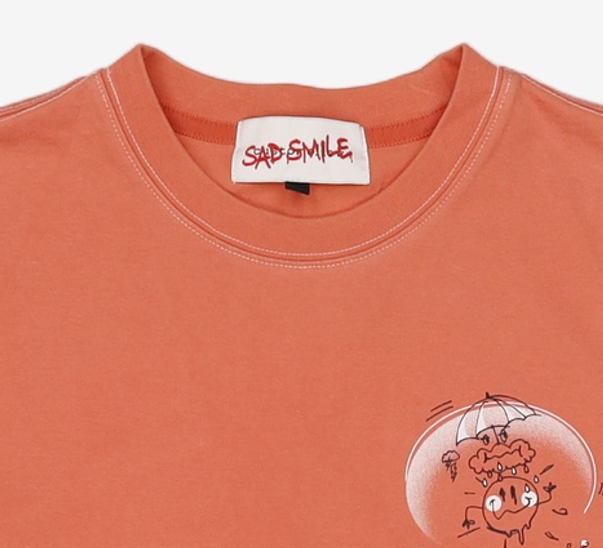 커스텀멜로우(CUSTOMELLOW) sadsmile stitched t-shirt_CQTAM21412ORX S