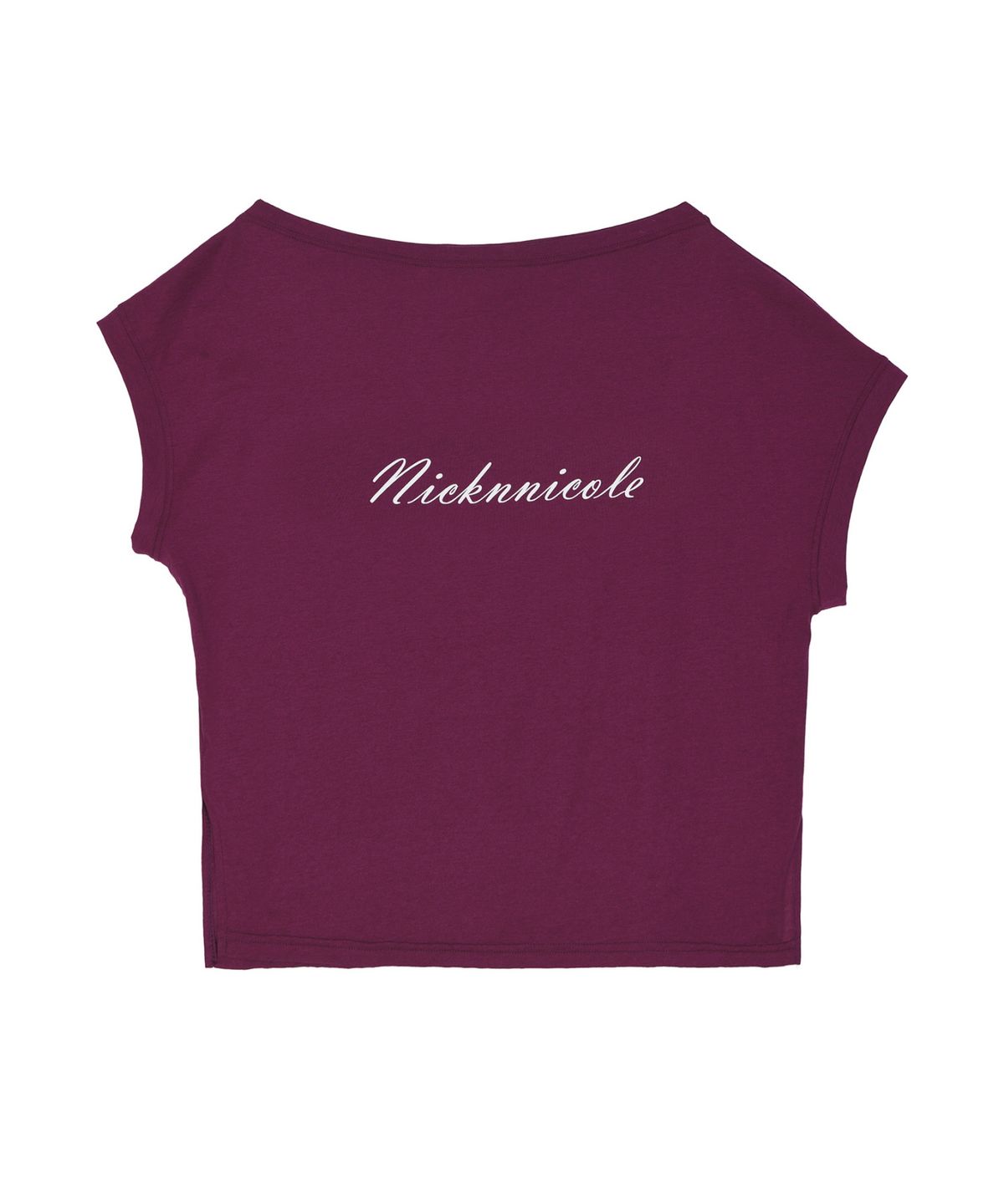 닉앤니콜(NICK&NICOLE) LETTERING OFF SHOULDER TOP_PLUM