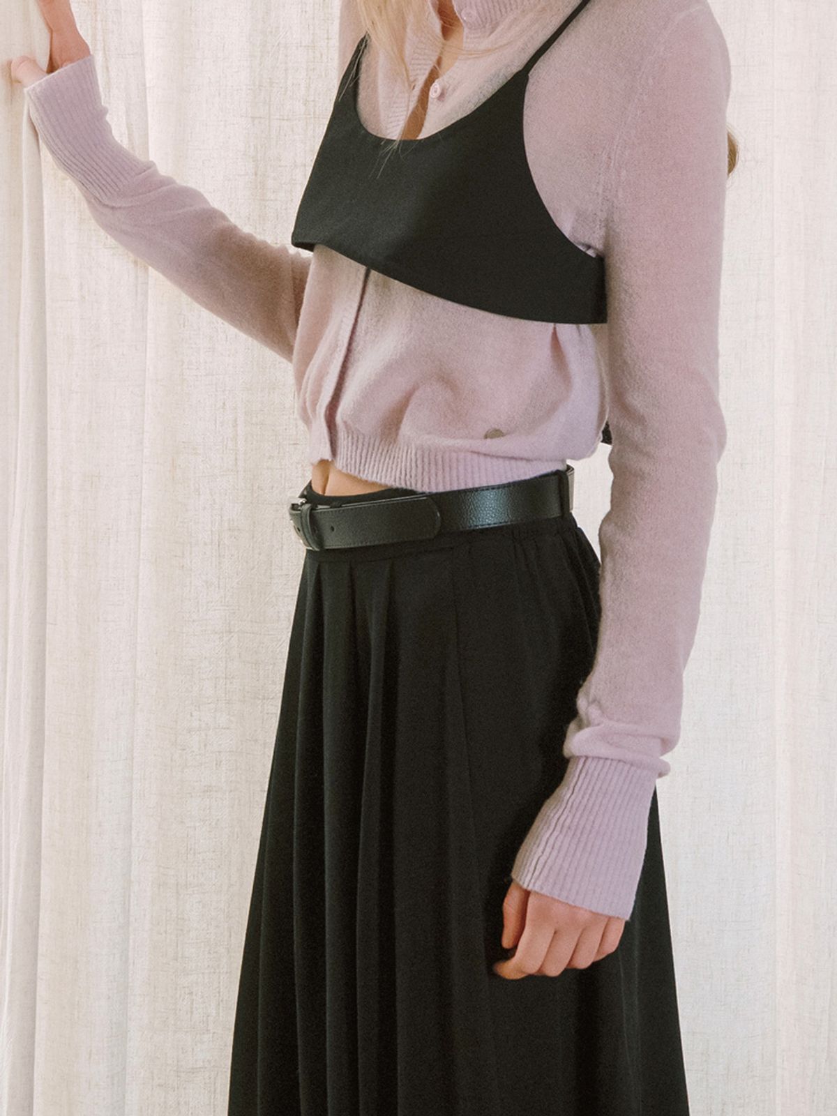 엘씨브이(LCVE) PLEATS JERSEY LONG SKIRT_BLACK