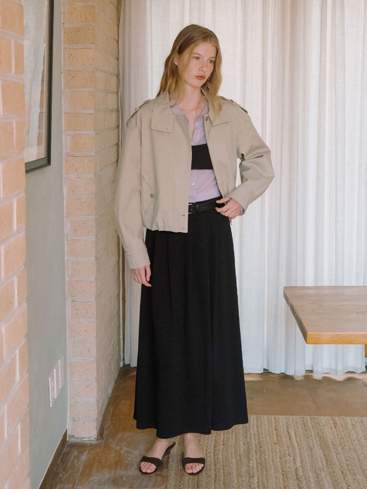 엘씨브이(LCVE) PLEATS JERSEY LONG SKIRT_BLACK