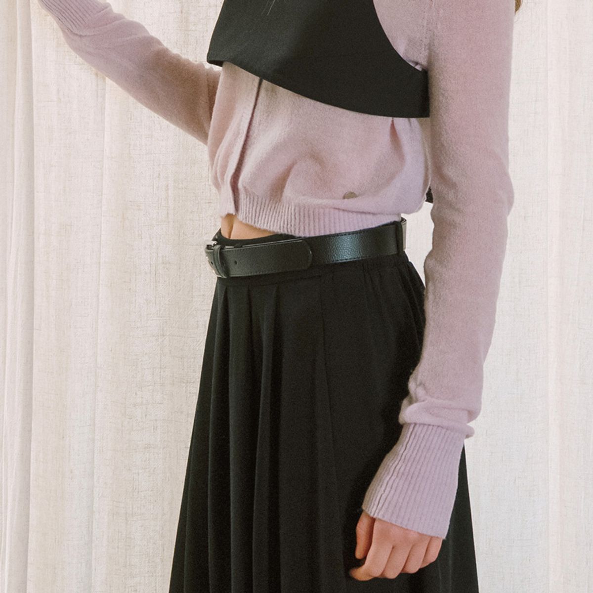 엘씨브이(LCVE) PLEATS JERSEY LONG SKIRT_BLACK