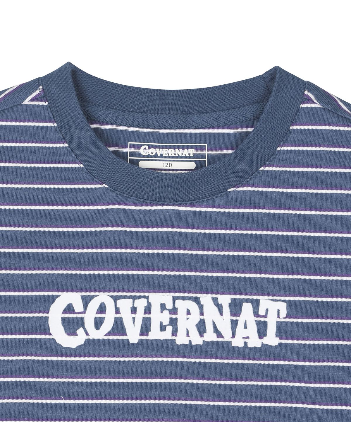 커버낫 키즈(COVERNAT KIDS) 스트라이프 바운스로고 오버핏 티셔츠 블루 CK2603ST08BL