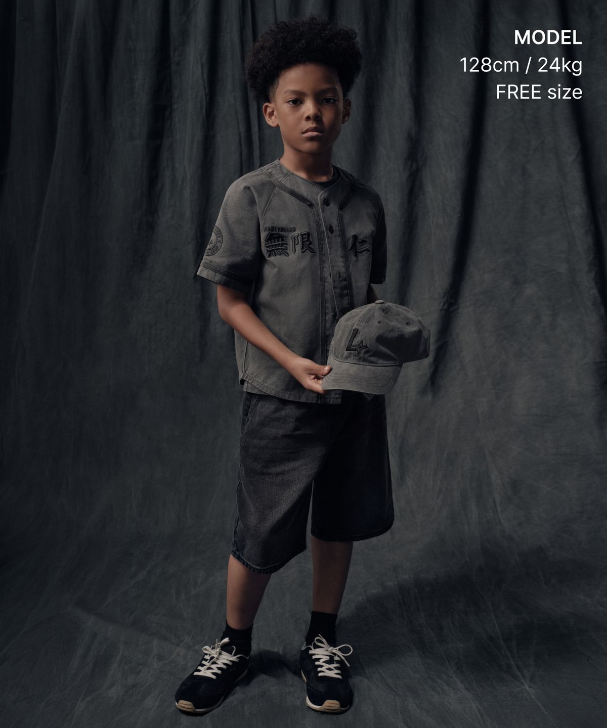 무신사 스탠다드 키즈(MUSINSA STANDARD KIDS) [SSG랜더스 컬래버] 피그먼트 다이드 볼캡 [차콜 그레이]