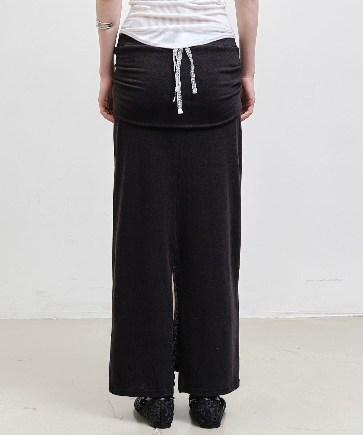 닉앤니콜(NICK&NICOLE) WRAP TIE LONG SKIRT_BLACK