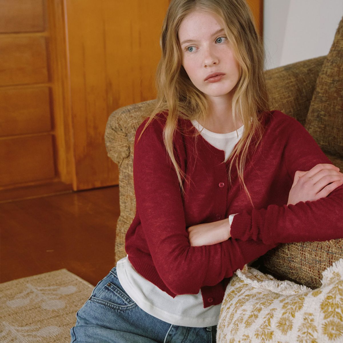 엘씨브이(LCVE) FINE WOOL SHEER KNIT CARDIGAN_IVORY