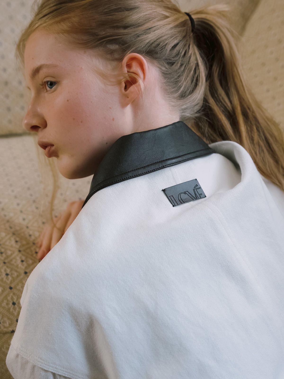 엘씨브이(LCVE) LEATHER COLLAR WORK JACKET_IVORY