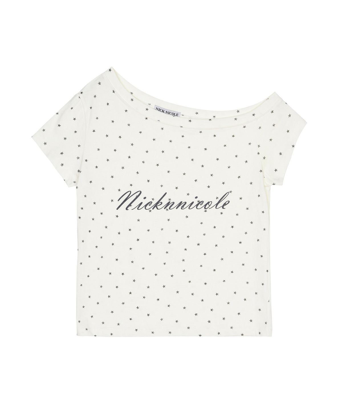 닉앤니콜(NICK&NICOLE) STAR LETTERING OFF SHOULDER TOP_CREAM