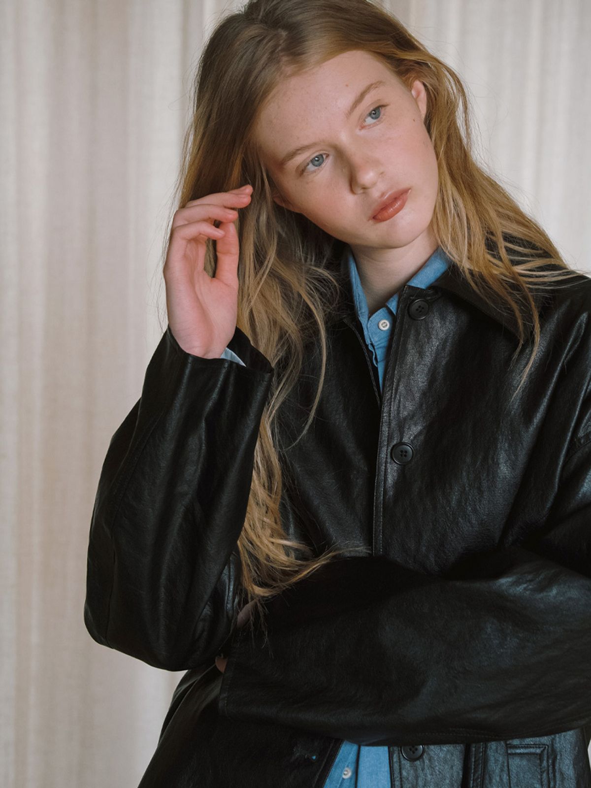 엘씨브이(LCVE) SINGLE LEATHER LONG COAT_BLACK