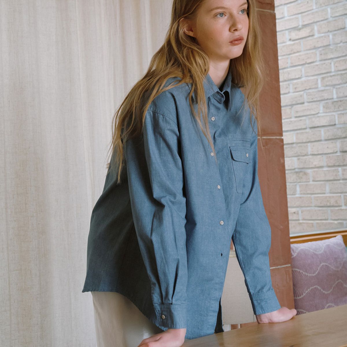 엘씨브이(LCVE) DENIM OVER FIT SHIRTS_BLUE