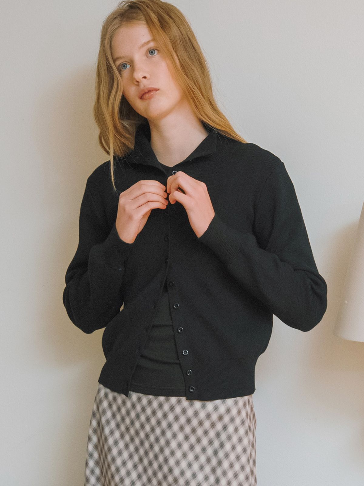 엘씨브이(LCVE) BUTTON-UP KNIT CARDIGAN_BLACK