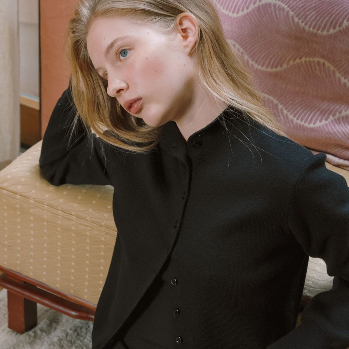 엘씨브이(LCVE) BUTTON-UP KNIT CARDIGAN_BLACK