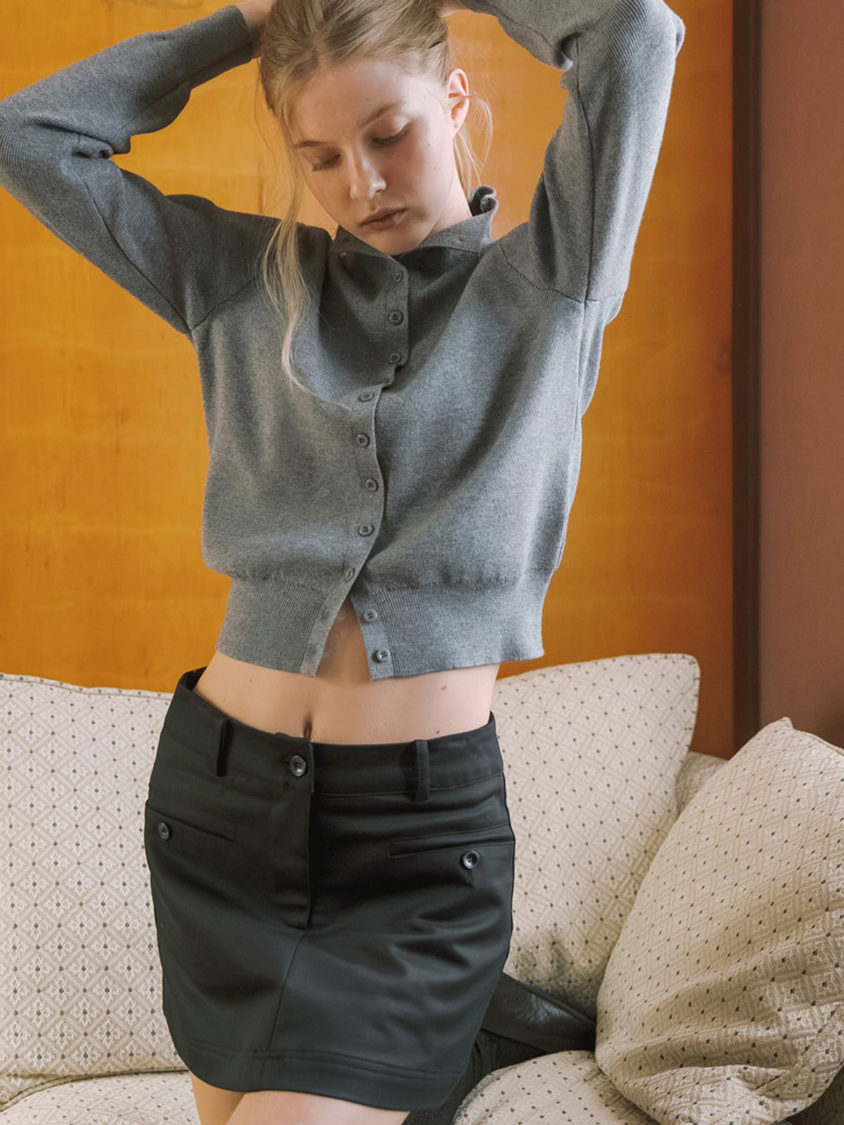 엘씨브이(LCVE) BUTTON-UP KNIT CARDIGAN_GRAY