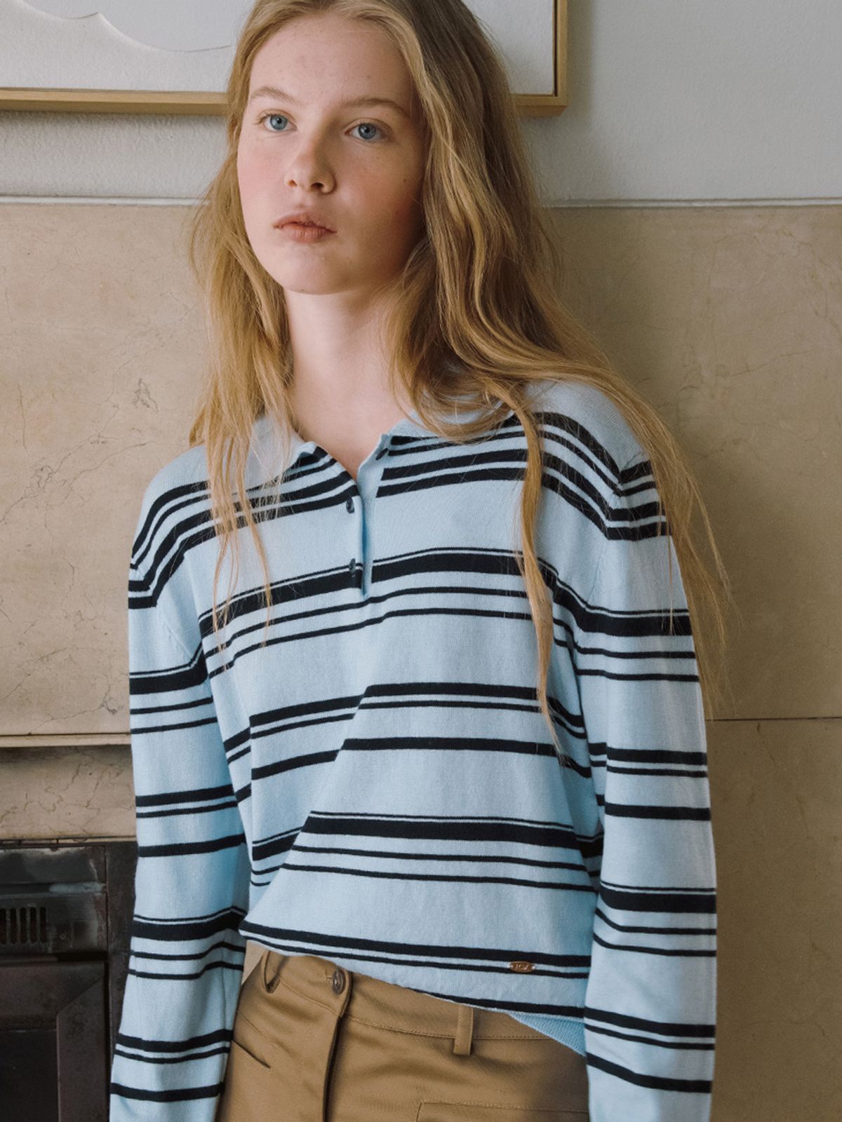 엘씨브이(LCVE) STRIPE COLLAR PULLOVER [2COLORS]