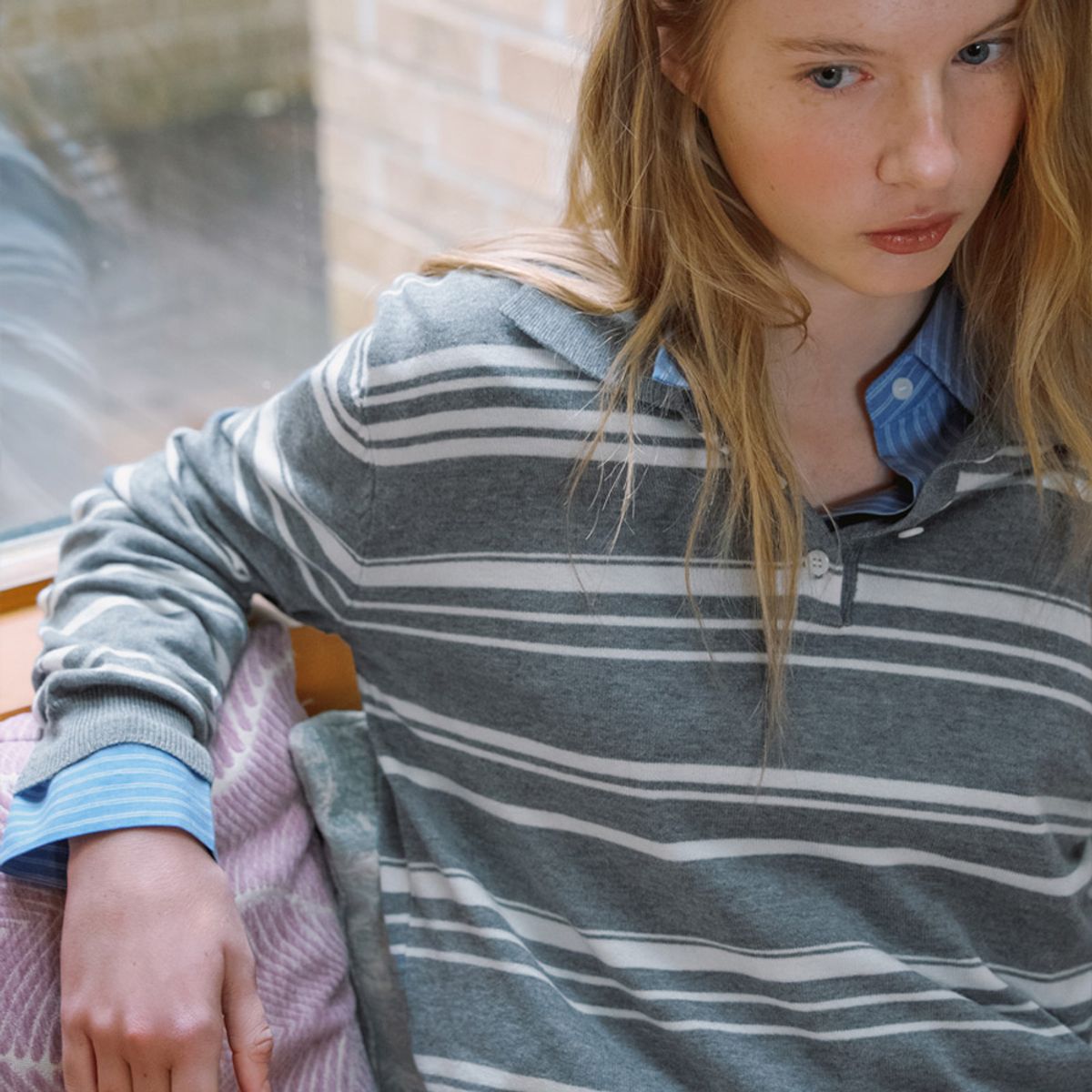 엘씨브이(LCVE) STRIPE COLLAR PULLOVER [2COLORS]