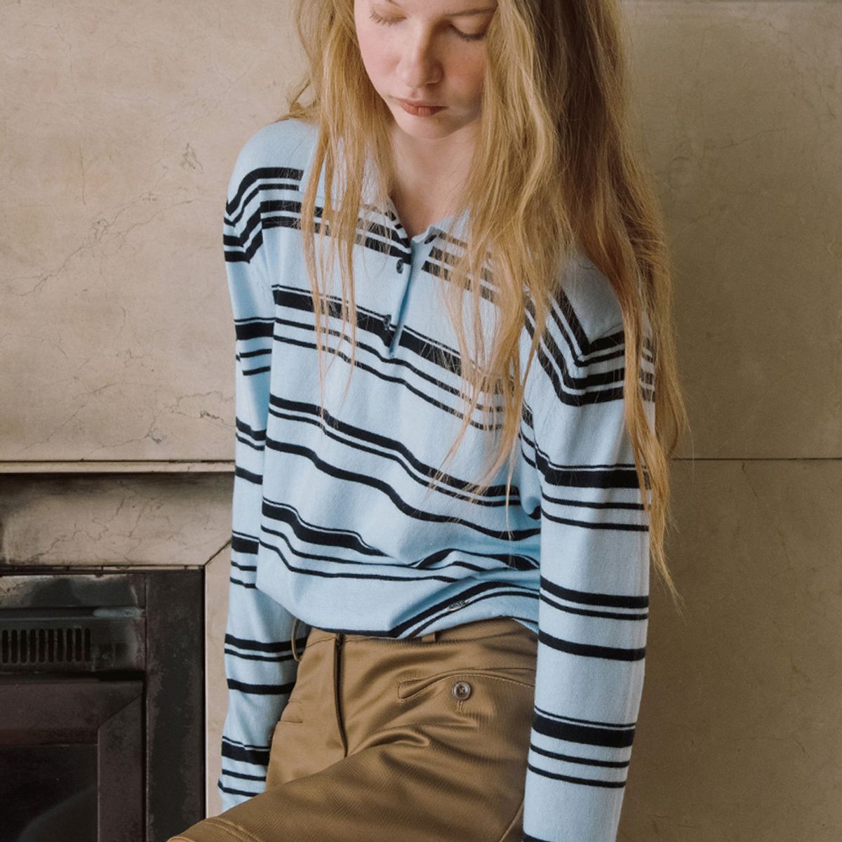 엘씨브이(LCVE) STRIPE COLLAR PULLOVER [2COLORS]