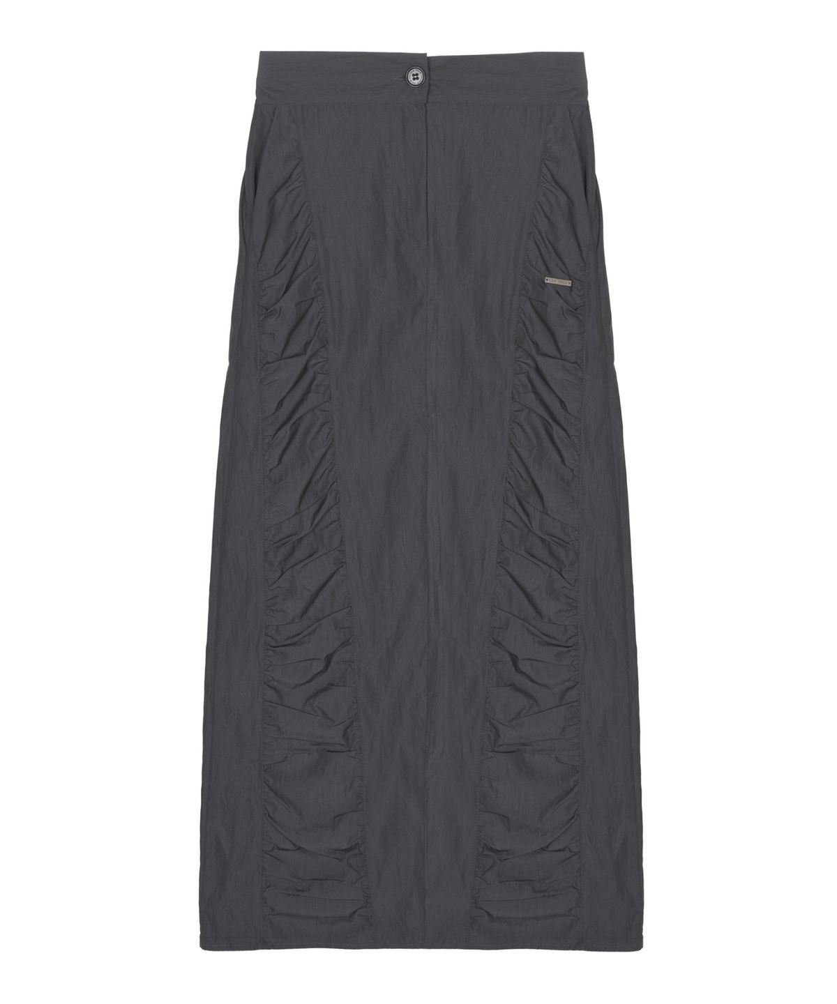 닉앤니콜(NICK&NICOLE) SHIRRING PANEL LONG SKIRT_CHARCOAL