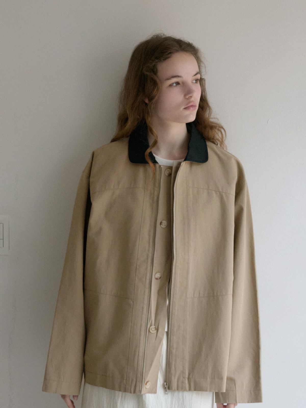 엘씨브이(LCVE) POINT COLLAR ZIP-UP JACKET_BEIGE