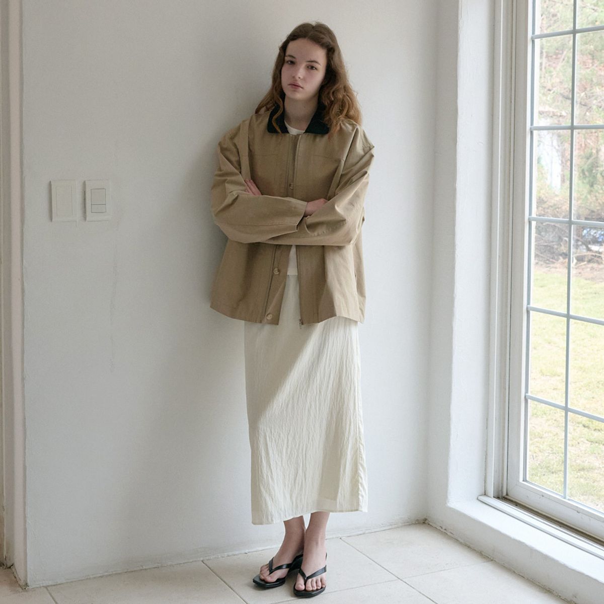 엘씨브이(LCVE) POINT COLLAR ZIP-UP JACKET_BEIGE