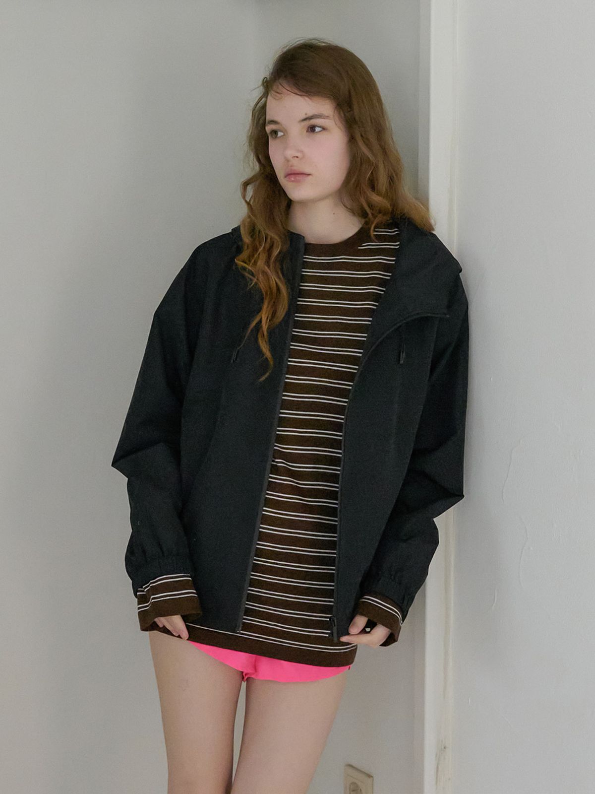 엘씨브이(LCVE) PIPED HOODED WINDBREAKER_BLACK