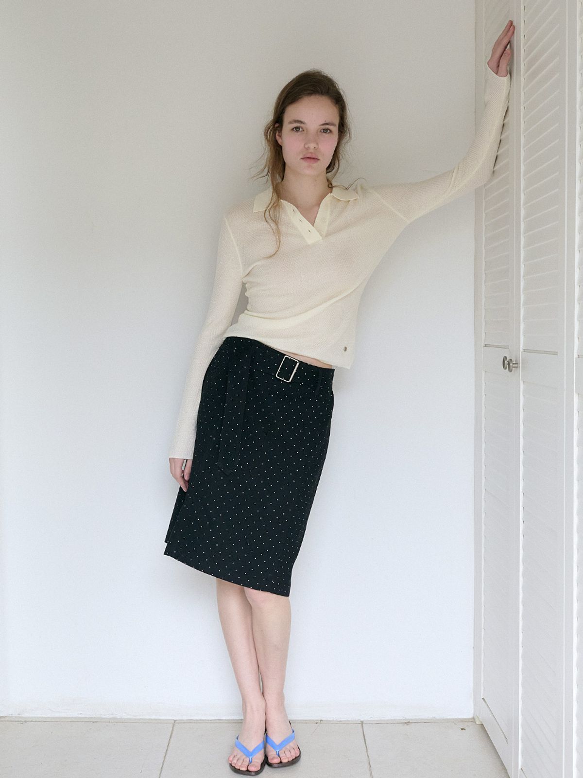 엘씨브이(LCVE) SOFT CHEVRON COLLAR KNIT_CREAM