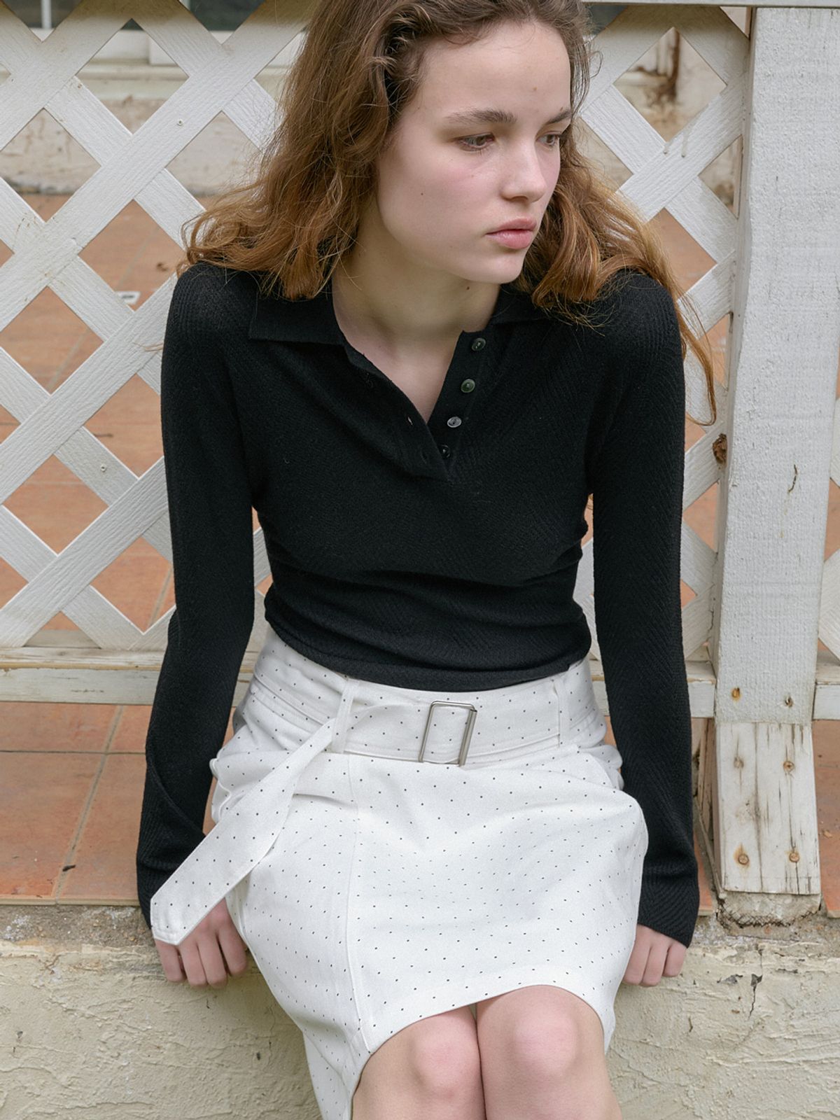엘씨브이(LCVE) SOFT CHEVRON COLLAR KNIT_BLACK