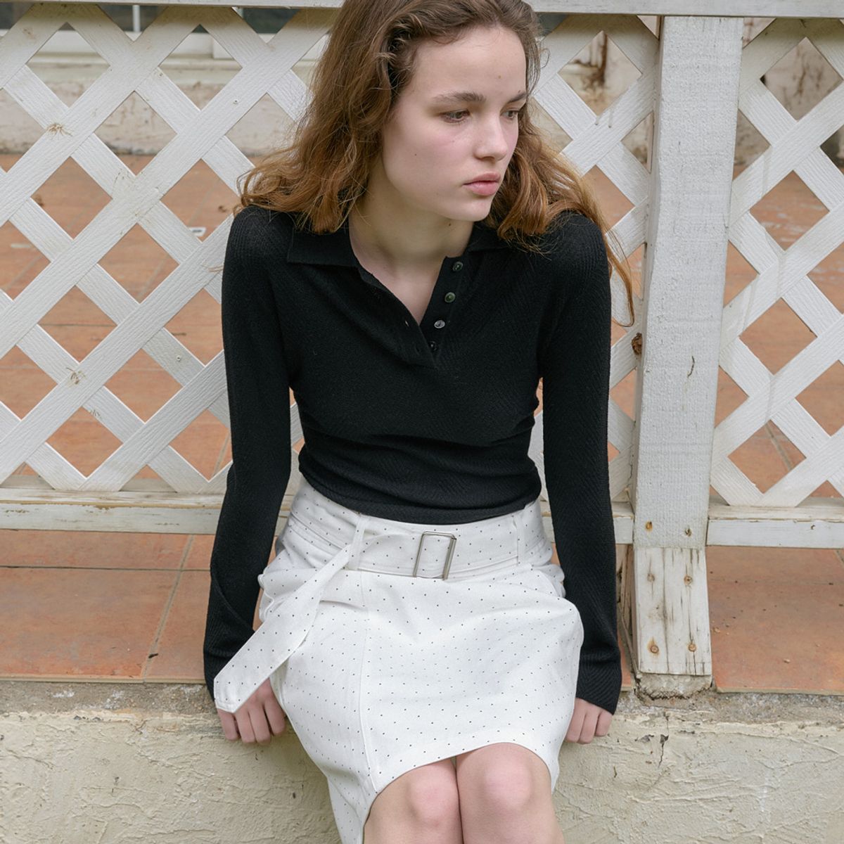 엘씨브이(LCVE) SOFT CHEVRON COLLAR KNIT_BLACK