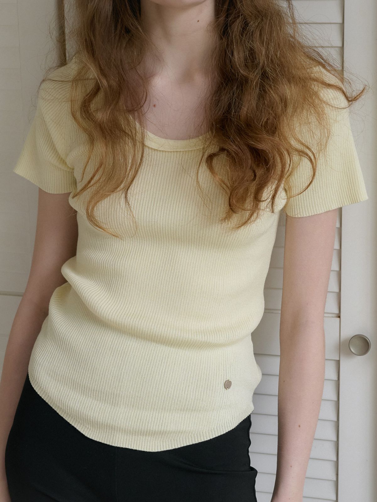 엘씨브이(LCVE) SCOOP NECK RIB KNIT TOP_BUTTER CREAM