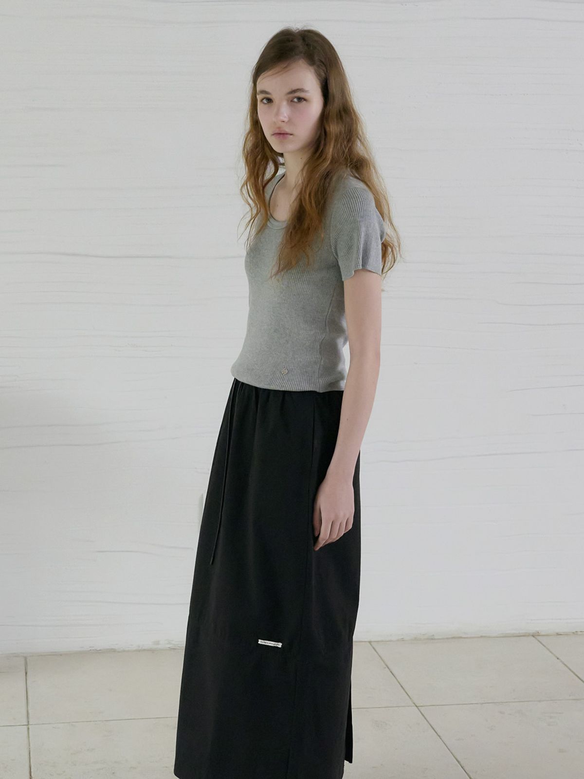 엘씨브이(LCVE) SCOOP NECK RIB KNIT TOP_GRAY